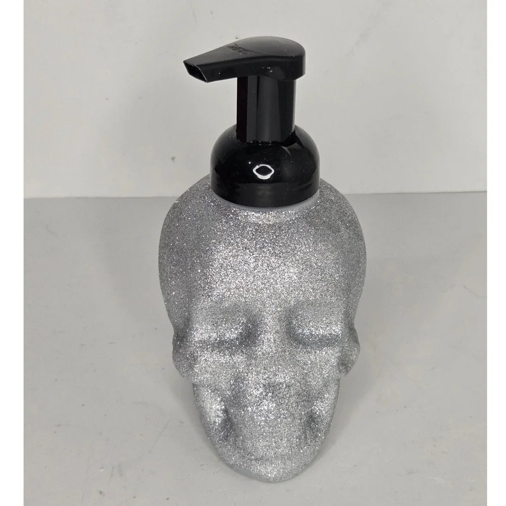 Silver‎ Glitter Skull Halloween Soap Pump Dispenser
